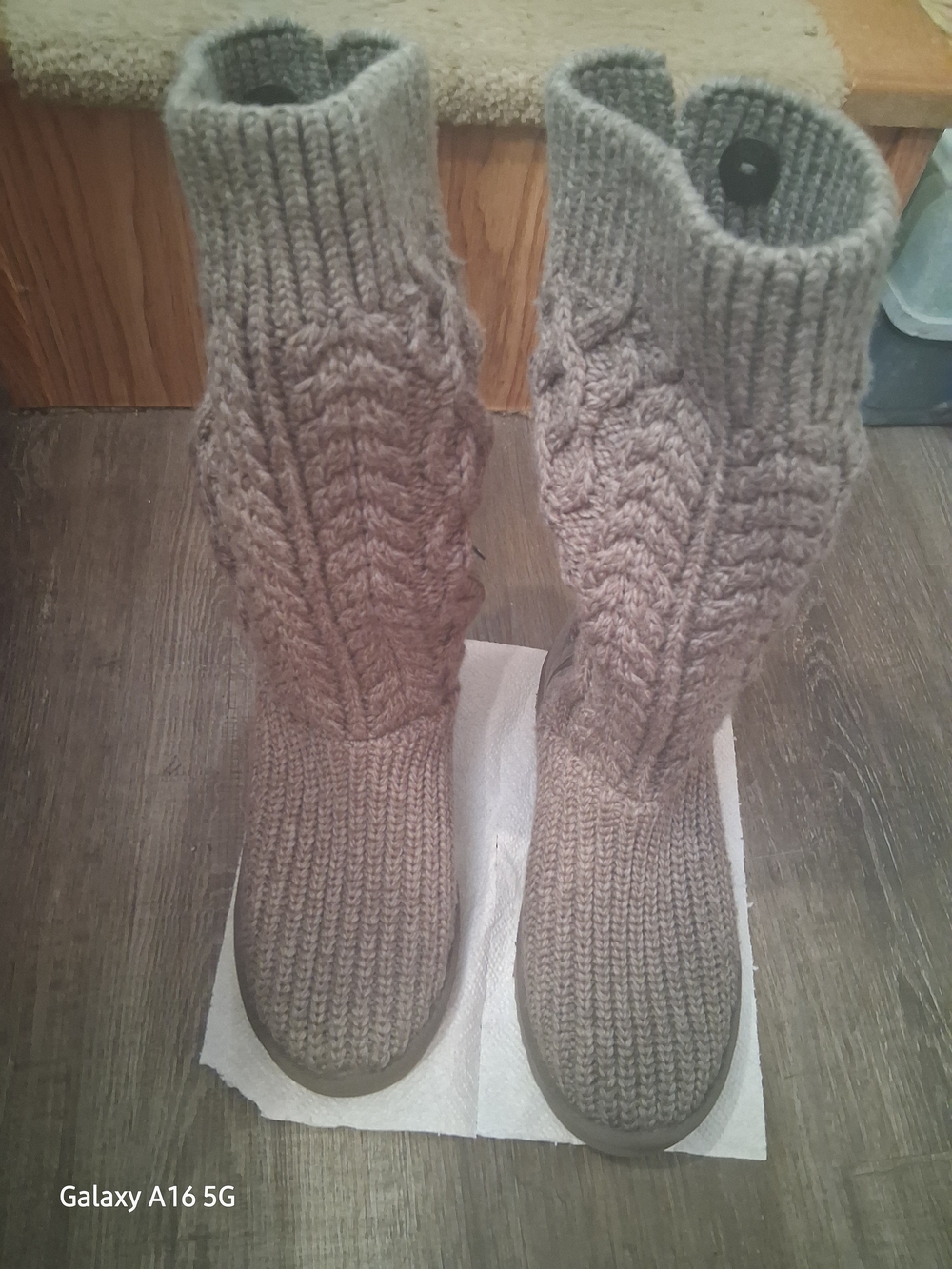 UGG Australia Classic Cardy Knit Boots,Grey, 3-Button Tall Sweater Boot,Foldover